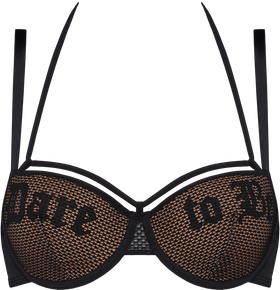 dare to be Plunge Balconette BH | wired padded black and sand