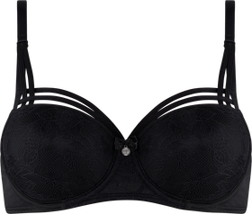 dame de paris Balconette BH | wired padded black lace bow