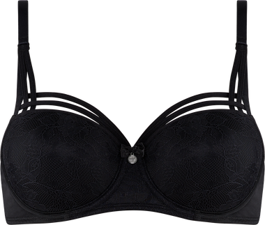dame de paris Balconette BH | wired padded black lace bow