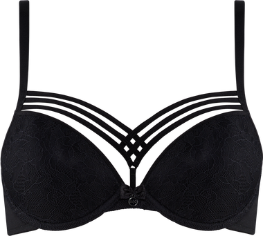 dame de paris Push Up BH | wired padded black lace bow