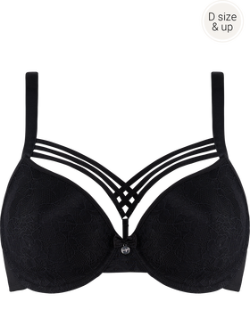 dame de paris Plunge BH | wired padded black lace bow